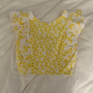 KOCH Cecilia crop top - white and yellow eyelet